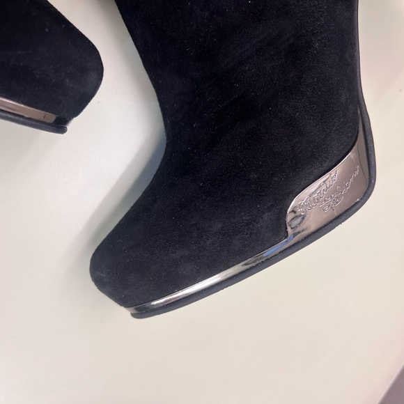 Marino Fabiani Made in Italy Black Stiletto Heeled Boots with Satin Bow - Picture 6 of 12